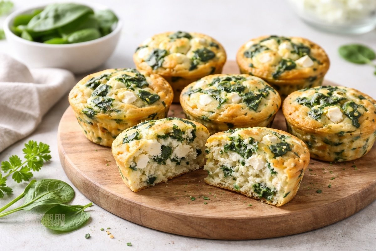 Egg Muffins with Spinach and Feta, finished and ready to serve