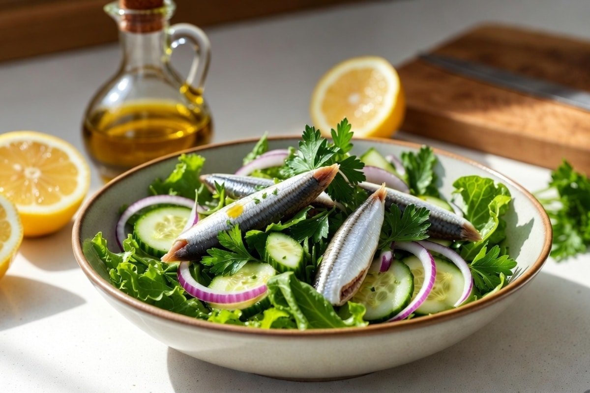 Sardine Salad with Olive Oil and Lemon, finished and ready to serve